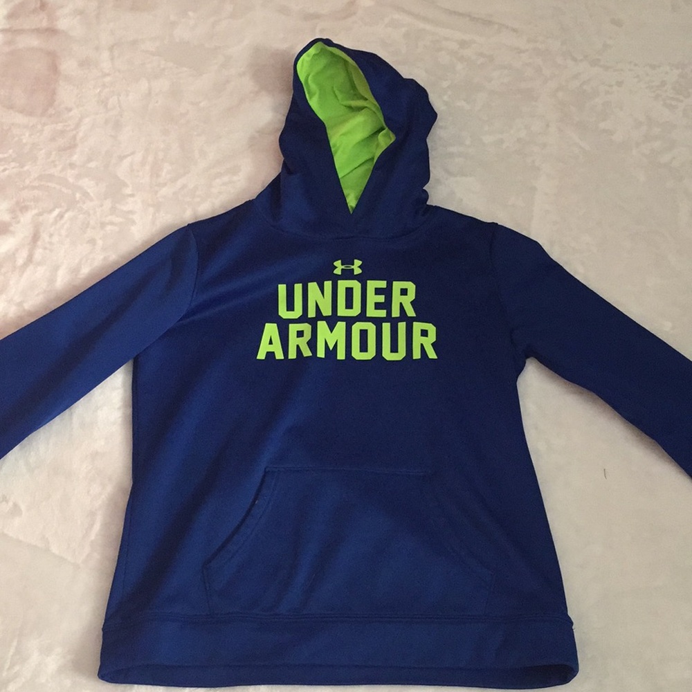 blue and green under armour hoodie